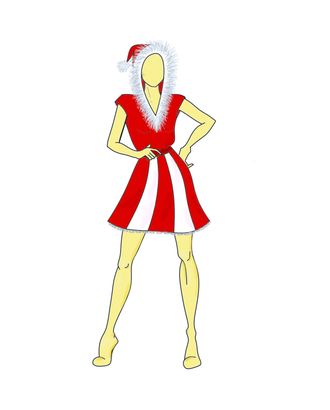 Купить Выкройка: карнавальный костюм «Мисс Санта» арт. ВКК-2930-1-ВП0608 оптом в Бресте