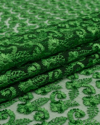 Купить Ткани для вечерних комбинезонов цвет зеленый Вышивка на сетке арт. КПГН-38-9-5708.004 оптом в Бресте