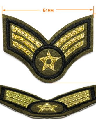 В17Х163 Нашивка (шеврон) 64*45мм, хаки + золото арт. АРС-23922-1-АРС0001150891 В17Х163 Нашивка (шеврон) 64*45мм, хаки + золото арт. АРС-23922-1-АРС0001150891