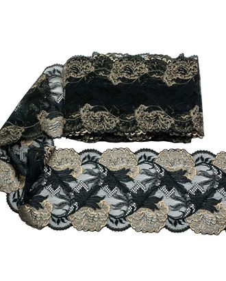 YG00339 Эластичное кружево 17,5 см*10 м (черный/беж) арт. АРС-23962-1-АРС0001221663 YG00339 Эластичное кружево 17,5 см*10 м (черный/беж) арт. АРС-23962-1-АРС0001221663