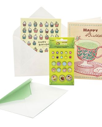 Набор открыток и декоративных брадсов 'Happy Birthday', 12*17 см арт. АРС-24280-1-АРС0001222894 Набор открыток и декоративных брадсов 'Happy Birthday', 12*17 см арт. АРС-24280-1-АРС0001222894