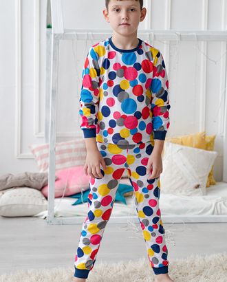 Пижама детская из кулирки Шары серо-синий арт. АМД-1503-3-АМД17929445.00003 Пижама детская из кулирки Шары серо-синий арт. АМД-1503-3-АМД17929445.00003