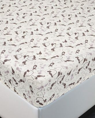 Простыня трик. на резинке 90*200 кошки бежевые арт. АРТД-2934-1-АРТД0263766 Простыня трик. на резинке 90*200 кошки бежевые арт. АРТД-2934-1-АРТД0263766