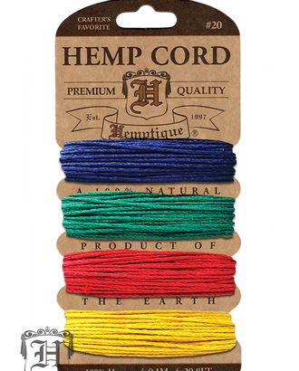 Шнуры на блистере HEMPTIQUE #20 - 1 мм, 4 цвета по 9,1 м арт. ГЕЛ-10043-1-ГЕЛ0111057 Шнуры на блистере HEMPTIQUE #20 - 1 мм, 4 цвета по 9,1 м арт. ГЕЛ-10043-1-ГЕЛ0111057