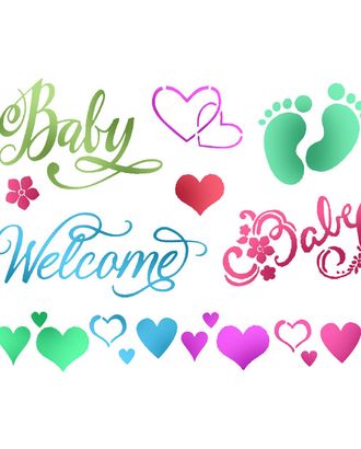 Трафарет "Baby Welcome" арт. ГЕЛ-15433-1-ГЕЛ0120812 Трафарет "Baby Welcome" арт. ГЕЛ-15433-1-ГЕЛ0120812
