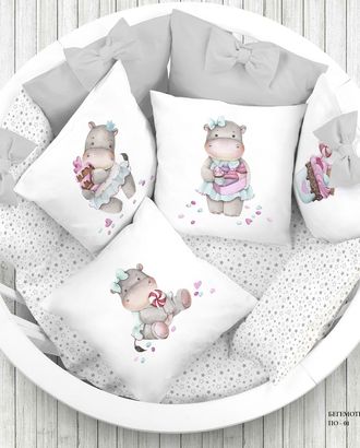 Купить Ткань Premium Soft панели для пошива подушек - "Бегемотики" арт. ЛГБХ-70-1-ЛГБХ0002586 оптом в Новочеркасске