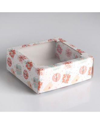Коробка сборная крышка-дно с окном р.14,5 х 14,5 х 6 см арт. УППЧ-1-1-37377 Коробка сборная крышка-дно с окном р.14,5 х 14,5 х 6 см арт. УППЧ-1-1-37377
