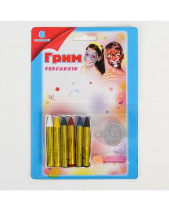 Купить Грим карандаши и блёстки с аппликатором для лица и тела, 6 цветов арт. СМЛ-102085-1-СМЛ0000150126 оптом в Гомеле