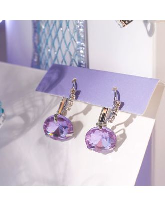 Купить Серьги со стразами "Подари нежность" кристалл, цвет тёмно-фиолетовый в серебре арт. СМЛ-27974-1-СМЛ3855321 оптом в Гомеле