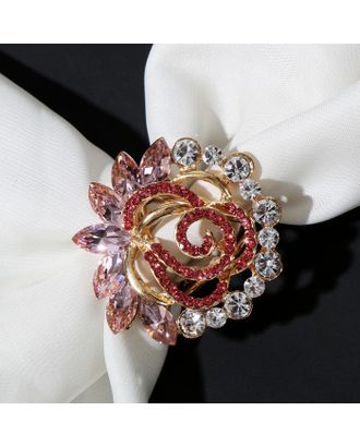 Купить Кольцо для платка "Роза", цветное в золоте арт. СМЛ-208349-1-СМЛ0007114084 оптом в Петрозаводске