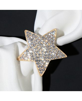 Купить Кольцо для платка "Звезда", цвет белый в матовом золоте арт. СМЛ-211003-1-СМЛ0007114090 оптом в Петрозаводске