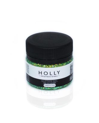 Купить Декоративный гель для волос, лица и тела GLITTER GEL Holly Professional, Green Mix, 20 мл арт. СМЛ-160677-1-СМЛ0007138957 оптом в Гомеле