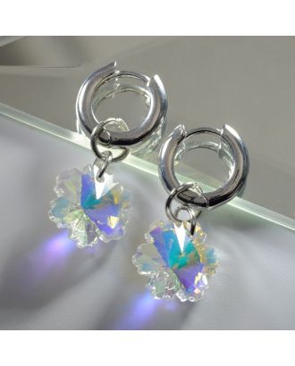 Купить Серьги со съёмным элементом "Трансформер" кристалл цветочек, цвет радужный в серебре арт. СМЛ-214525-1-СМЛ0007141466 оптом в Гомеле