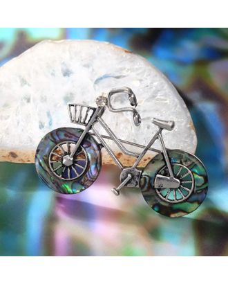 Купить Под натуральный камень Броши "Галиотис" велосипед, цвет зелёный арт. СМЛ-186808-1-СМЛ0007187607 оптом в Новочеркасске