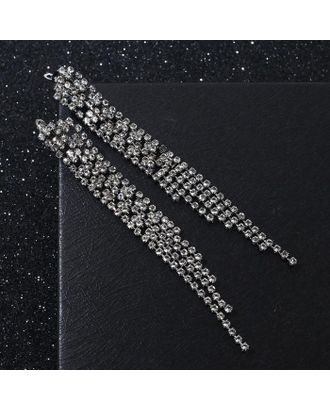 Купить Серьги висячие со стразами "Голливуд" объёмные кристаллы, цвет белый в сером металле арт. СМЛ-188959-1-СМЛ0007449634 оптом в Гомеле